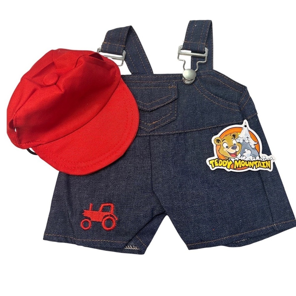 Teddy Mountain Farmer Outfit for 16 inch Bears Denim Overalls & Red Hat 2423 NWT
